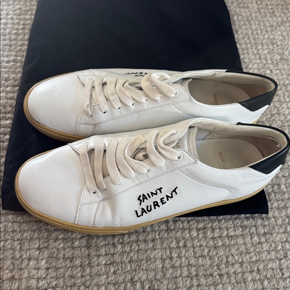 Authentic Saint Laurent White and Cream Men's Sneakers Size 8